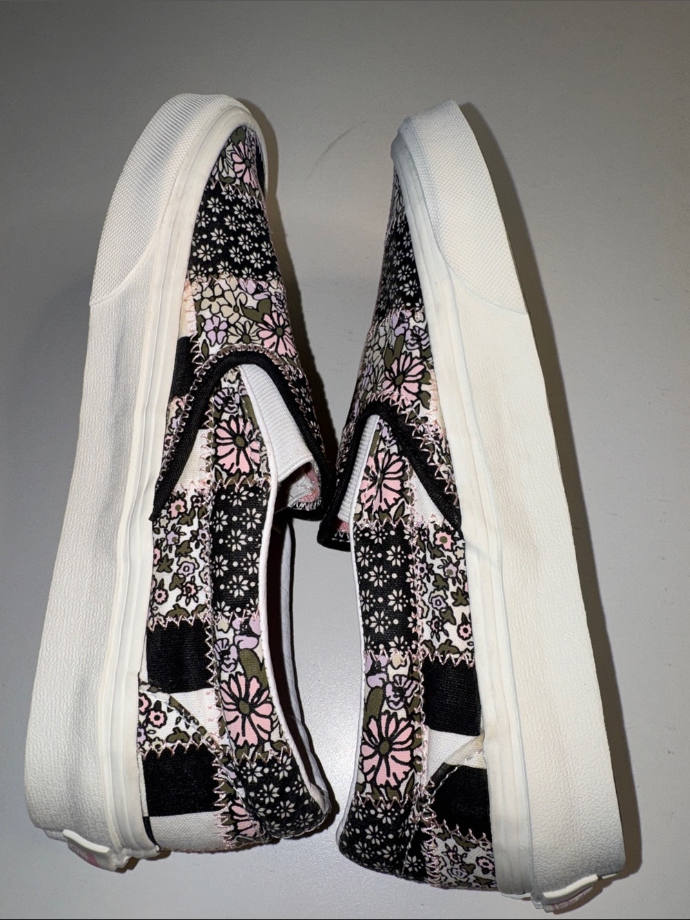 Vans Classic Slip-On Patchwork Floral Checkerboard Canvas Sneakers Size 8 - Picture 10 of 12